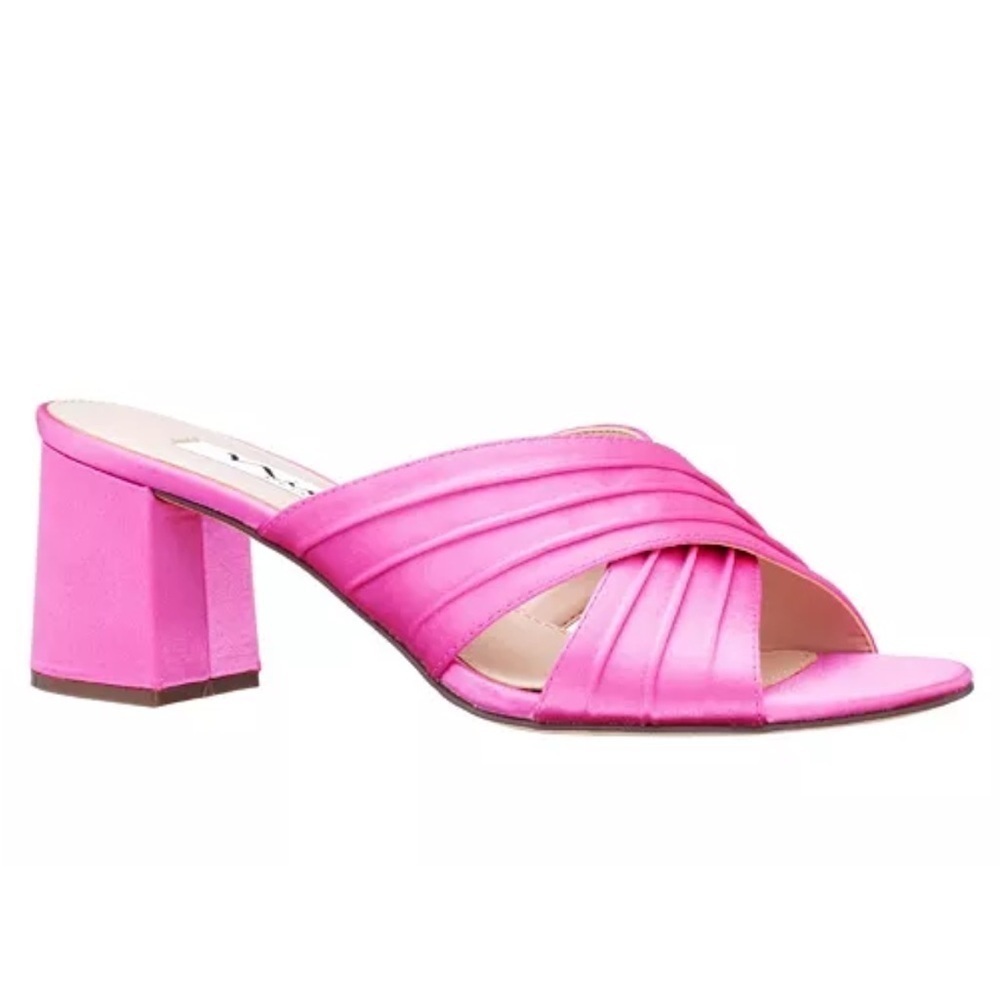 Womens Nina Nayely Satin Criss-Cross Heels in Hot Pink Size 5.5